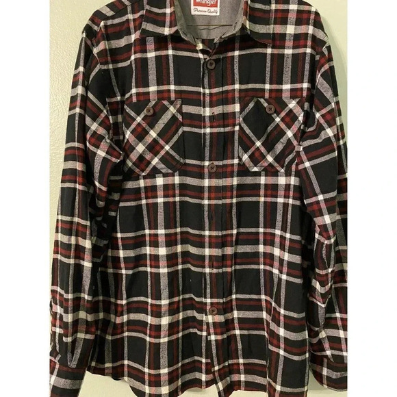 WRANGLER PREMIUM QUALITY BUTTON DOWN PLAID SHIRT- MENS- MEDIUM - Picture 1 of 7